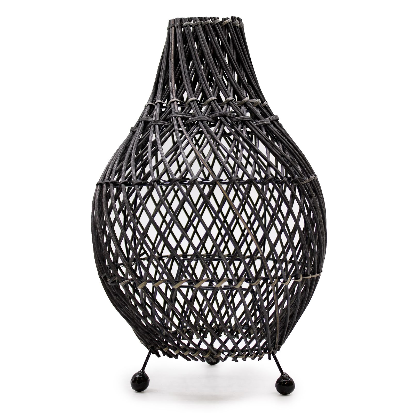 Ratanová stolná lampa čierna