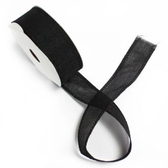 Stuha s prírodnou textúrou 38 mm x 20 m - čierna