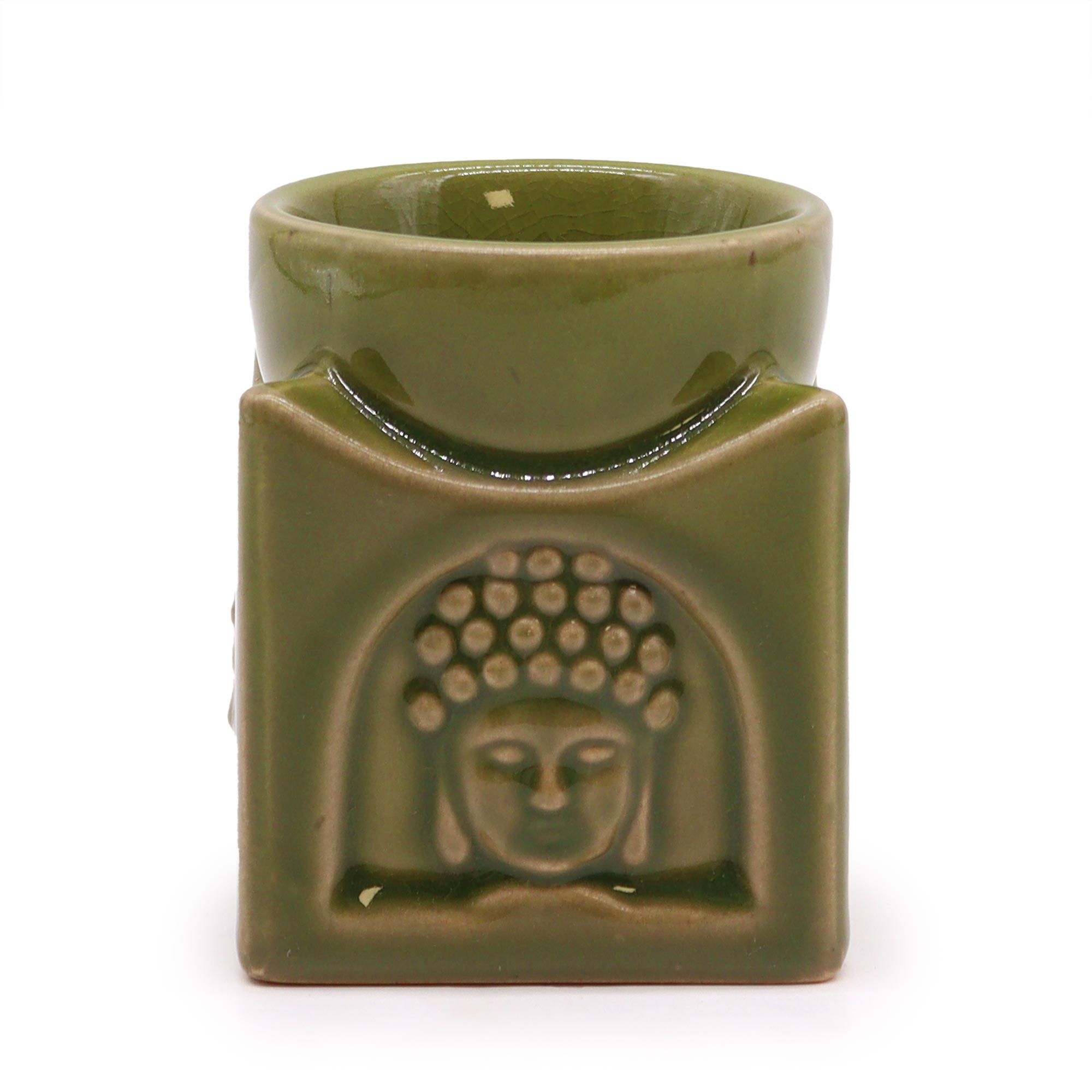 Štvorcový Budha Aromalampa - Svetlo Jade