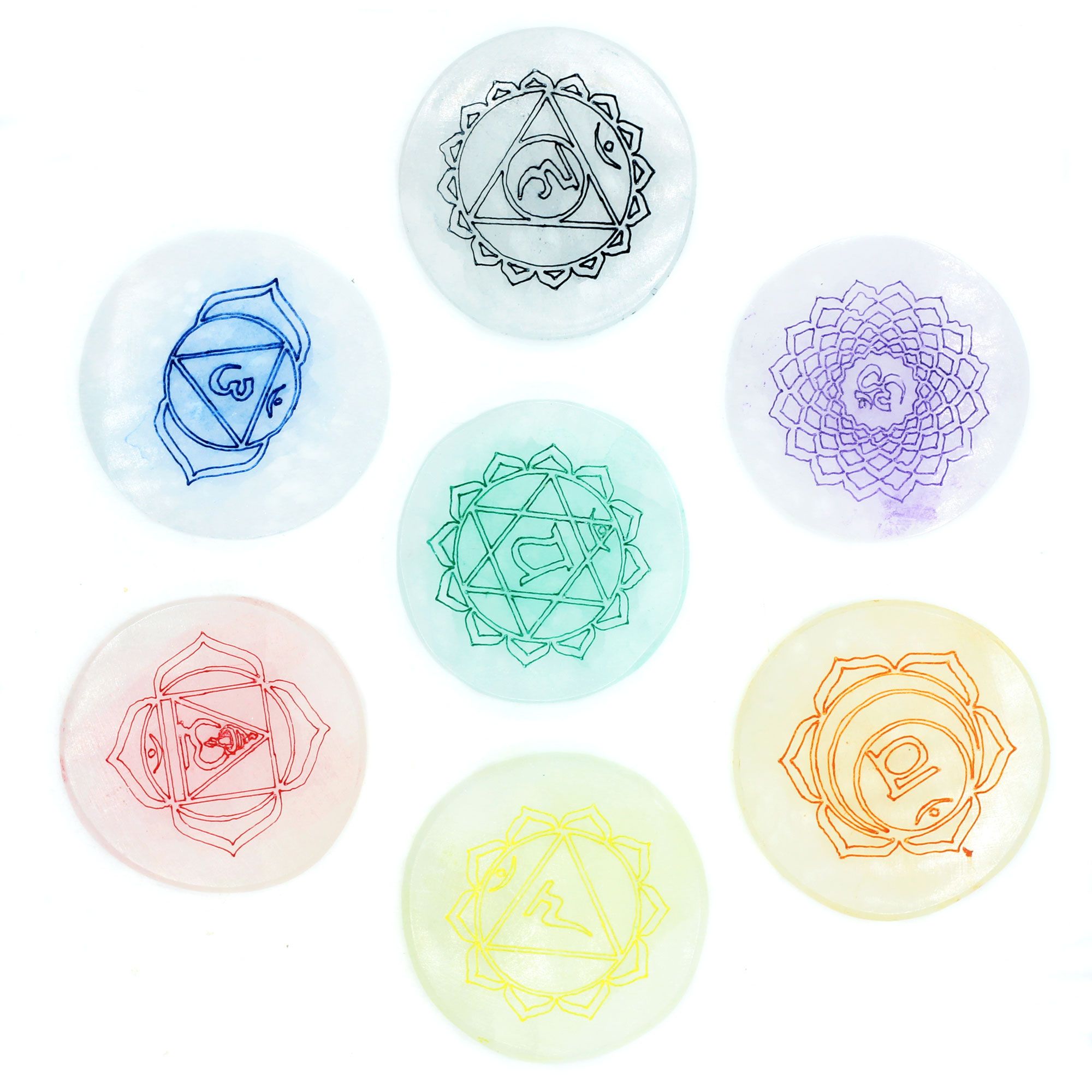 Set 7 selenitových podložiek