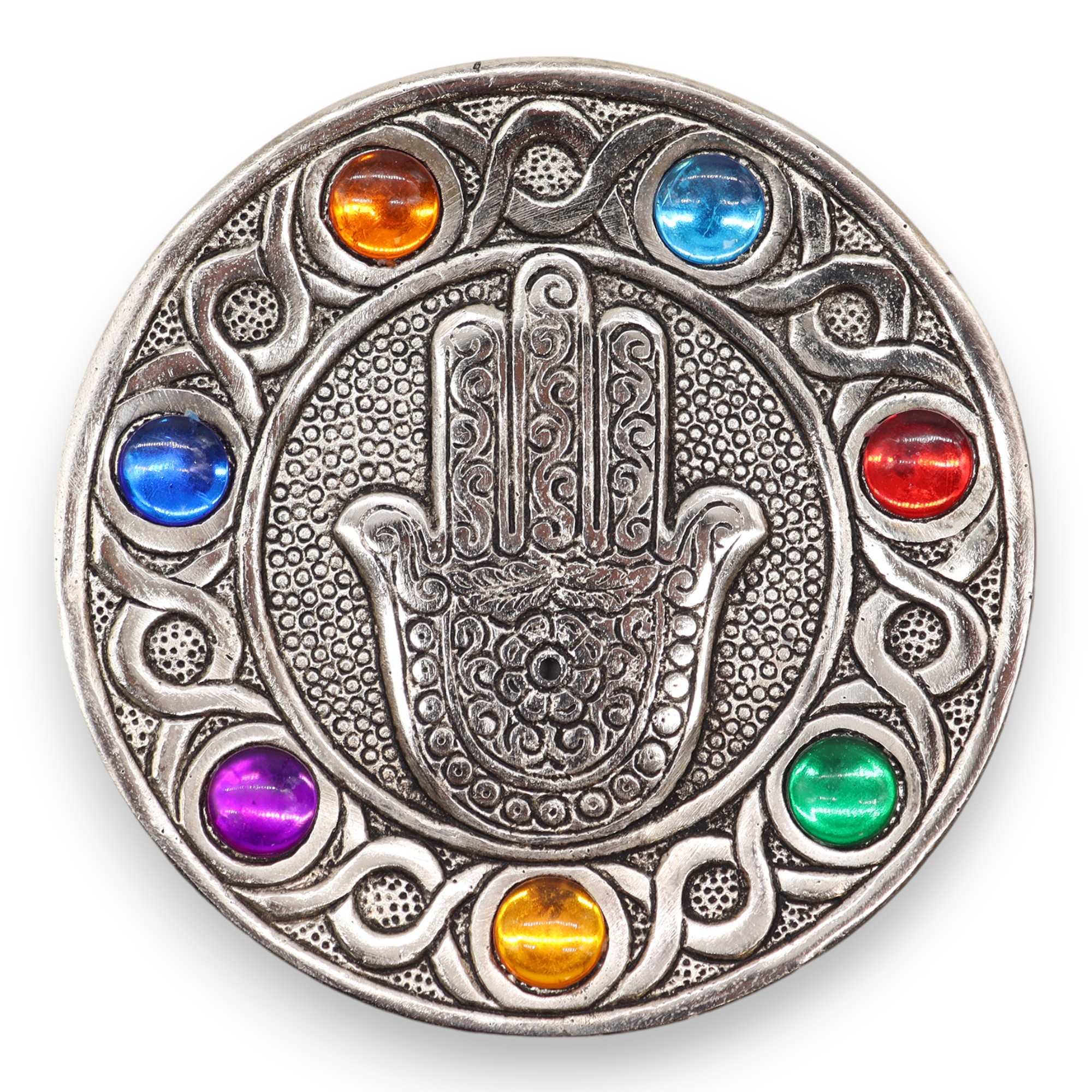 Hamsa stojan na vonné tyčinky s čakrami 11,5 cm