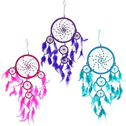 Bali Dreamcatcher - Veľký okrúhly - Turq/Pink/Purp
