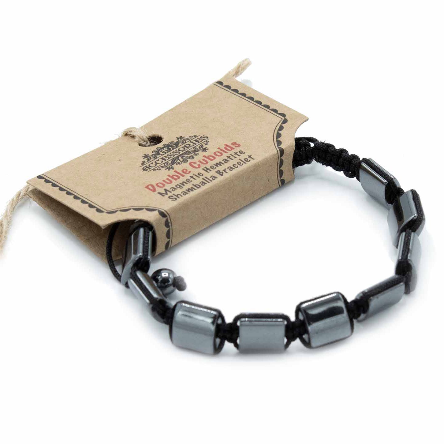 Magnetický hematitový náramok Shamballa - dvojité kuboidy
