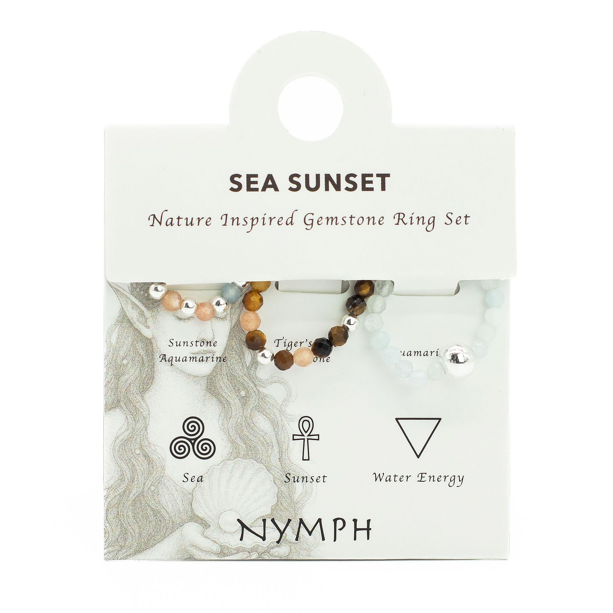 Sada prsteňov s drahokamom Nymph Spirit - Sea Sunset