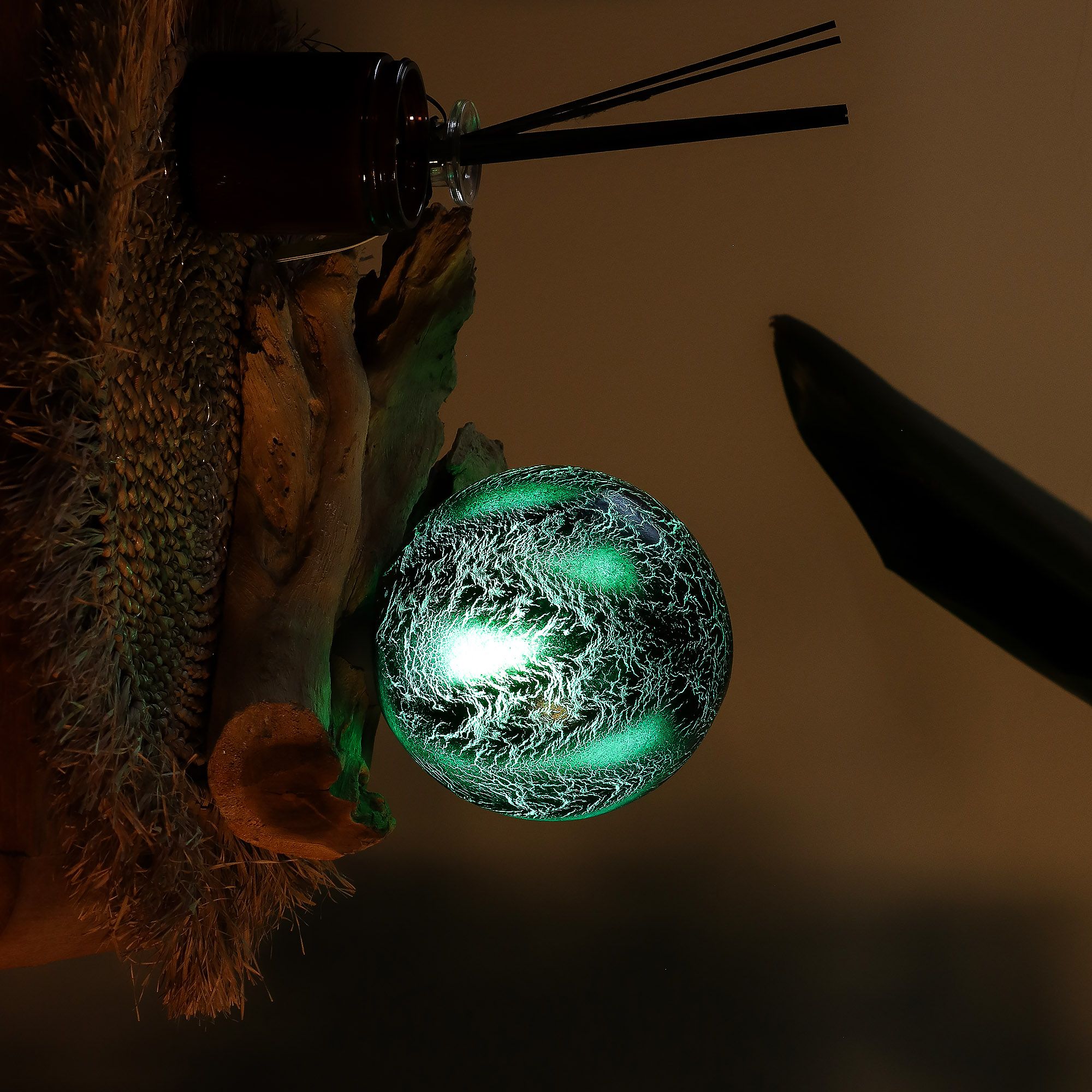 DriftGlow lampa Emerald Crackle Shade