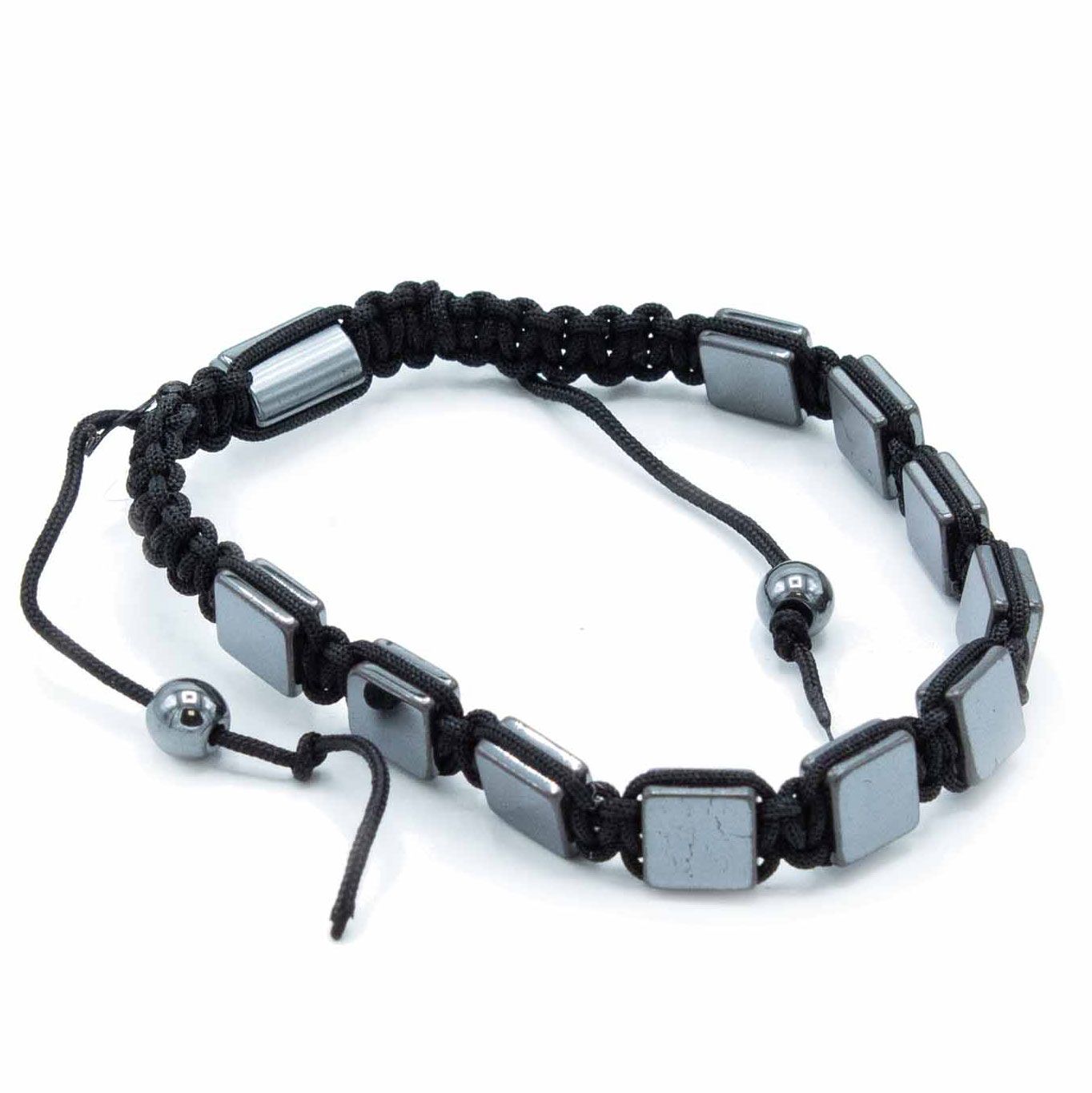 Magnetický hematitový náramok Shamballa – ploché kocky
