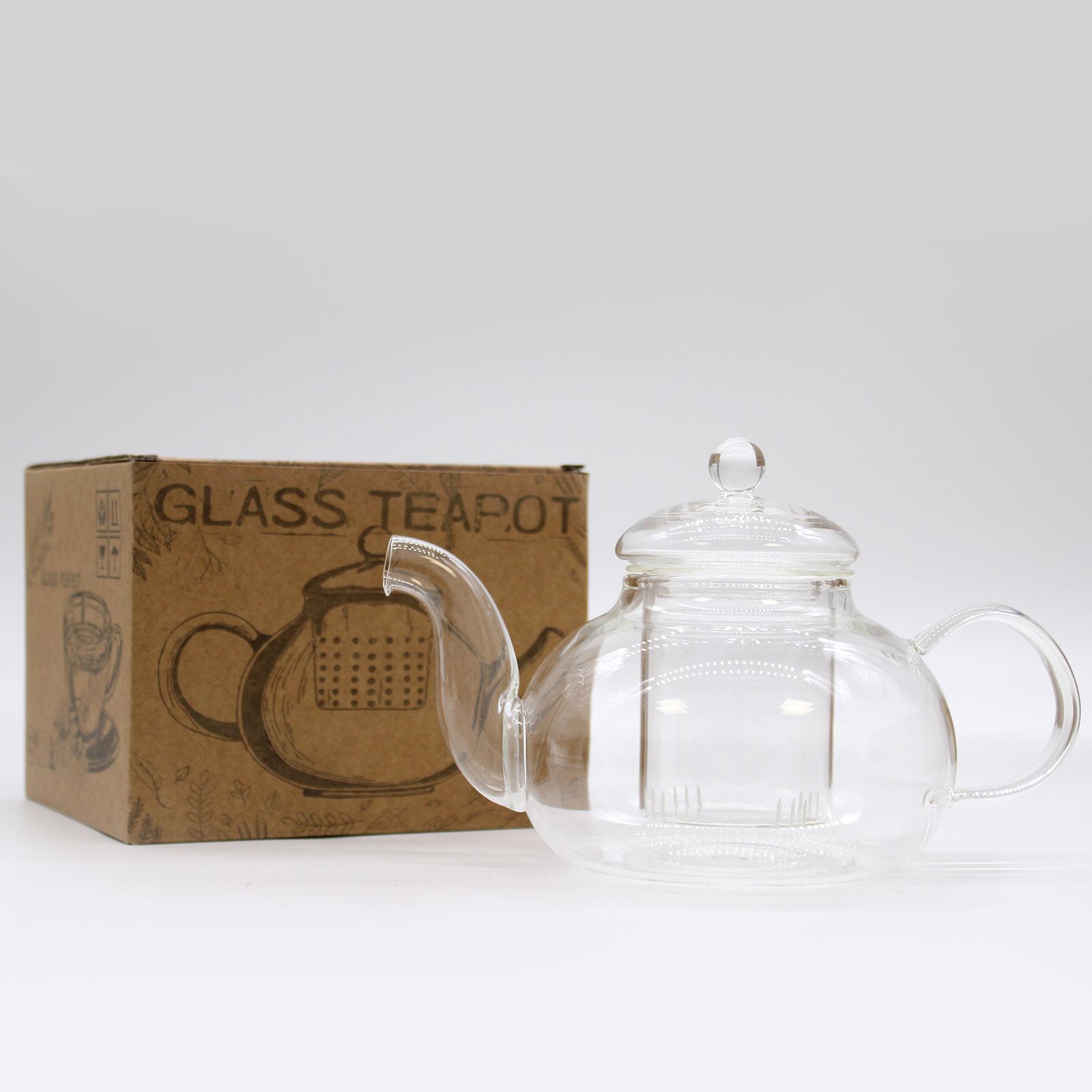 Sklenený čajník s nálevkou - Round Pearl - 800 ml