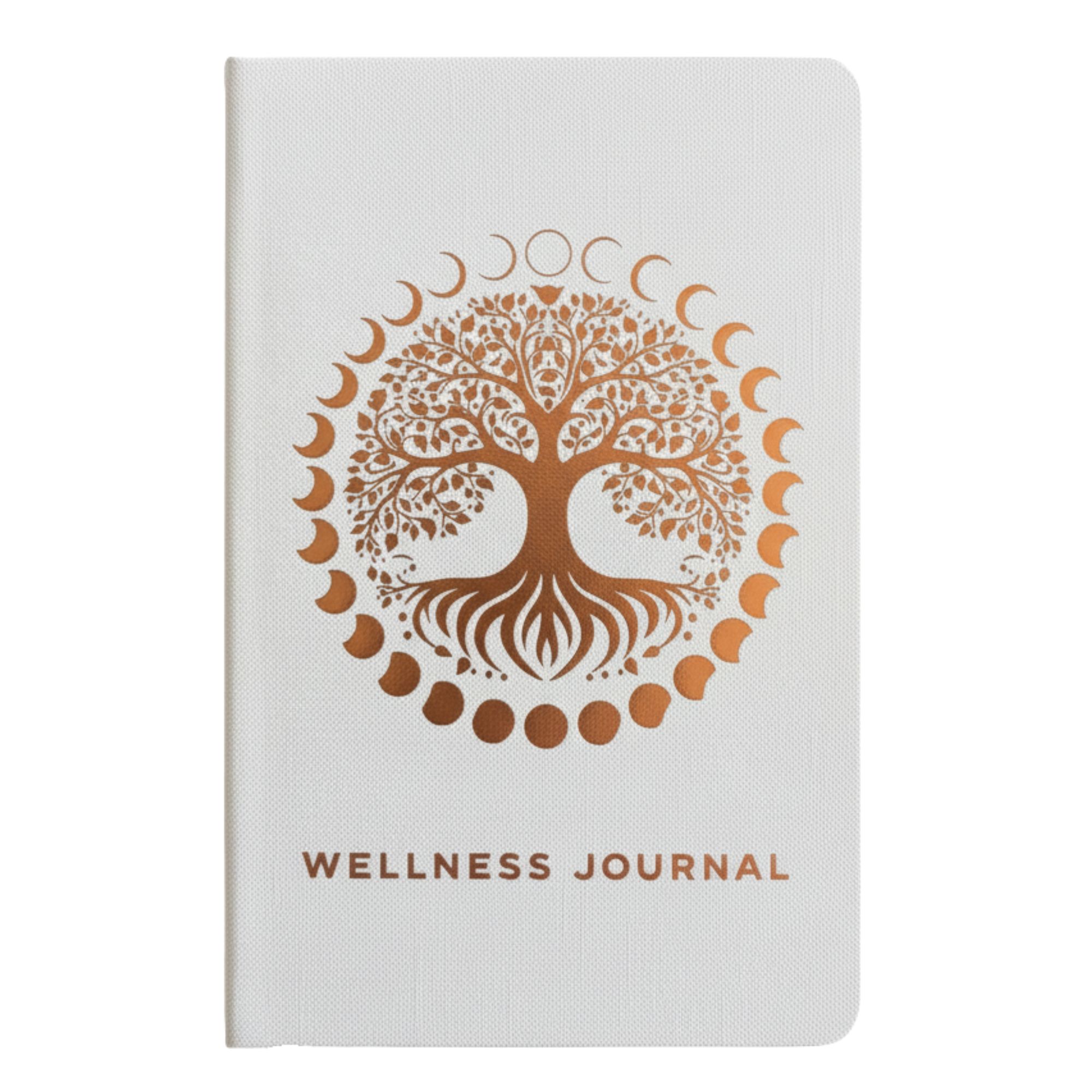 Biely wellness denník - 120 strán - Ružovo-zlatý strom života