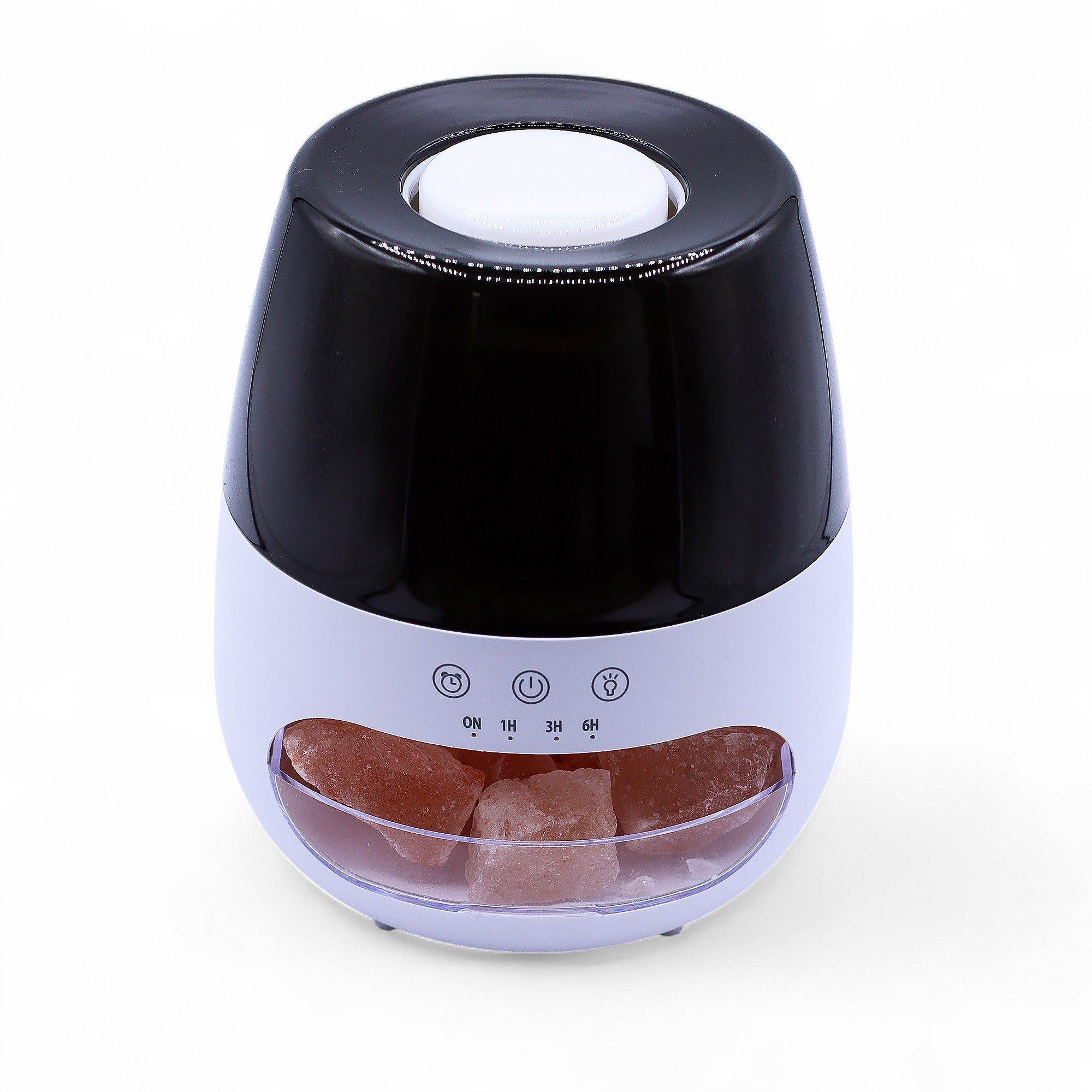 Aroma difuzér so soľným kameňom s plameňovým efektom - biely USB - zmena farby a časovač