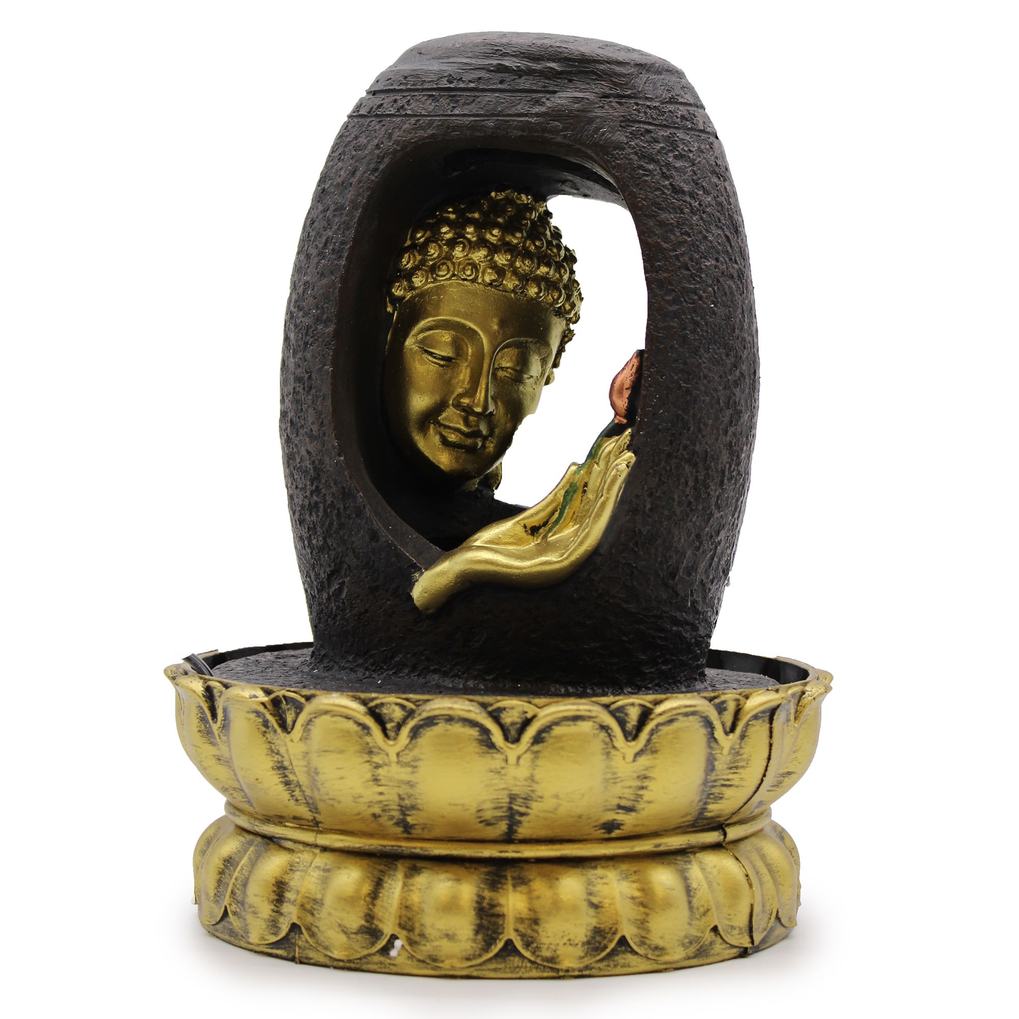 Stolný vodotrysk - 30 cm - Zlatý Budha a Vitarka Mudra
