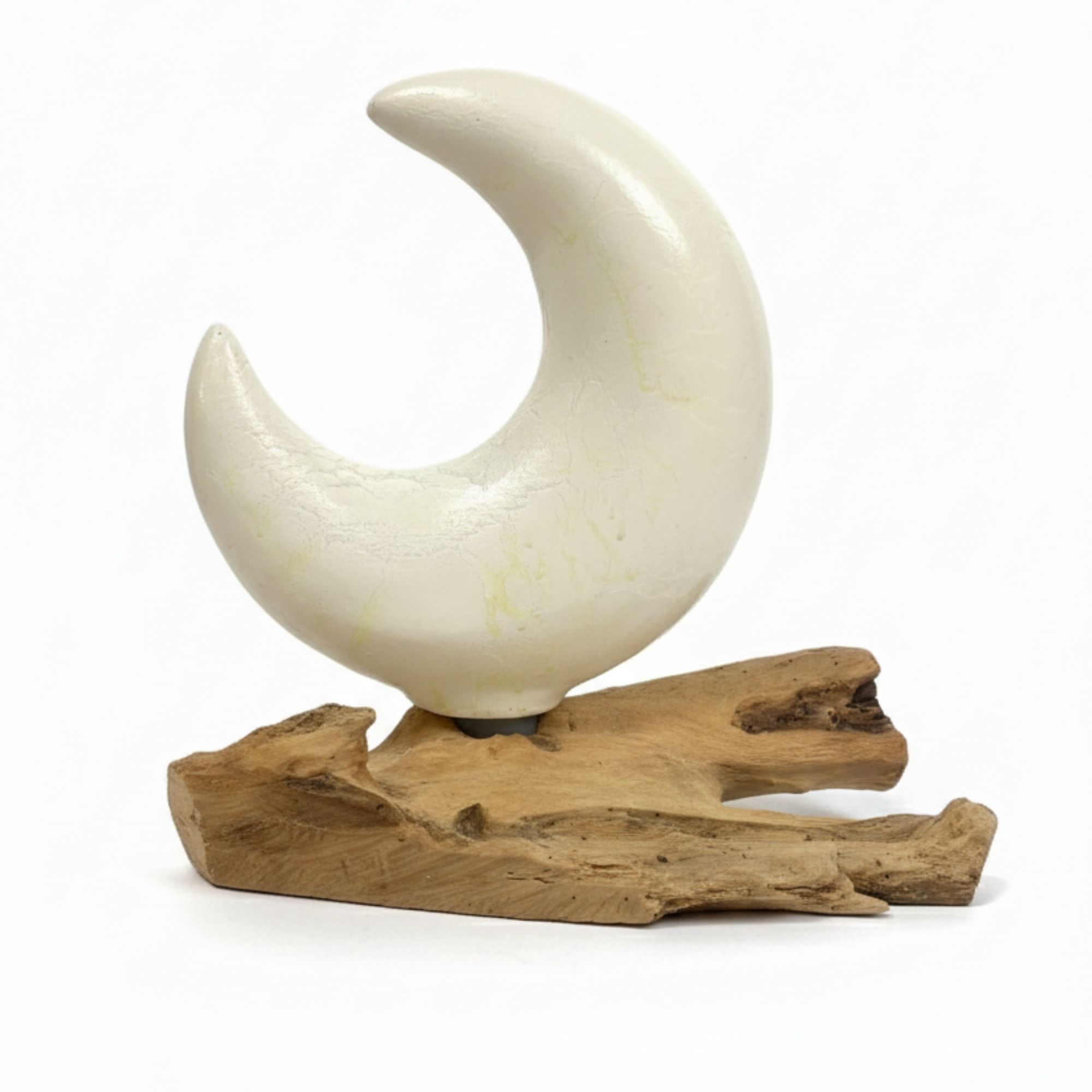 DriftGlow Lamp Crackle Half Moon Shade - sivé
