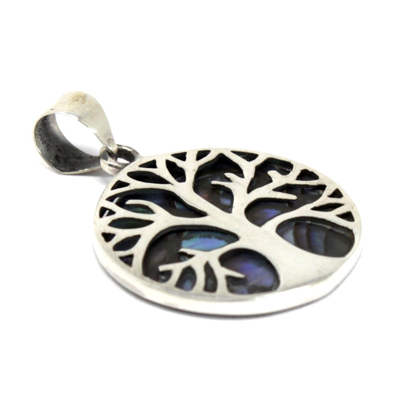 Strieborný prívesok „Strom života“, 22 mm – abalone